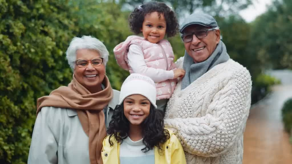 Grandparents spending time with their family.